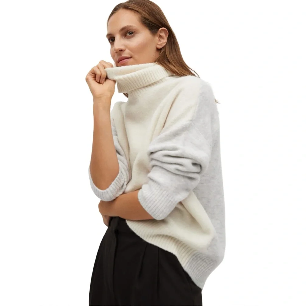 EUC Mango Colorblocked Turtleneck Sweater - Picture 2 of 8